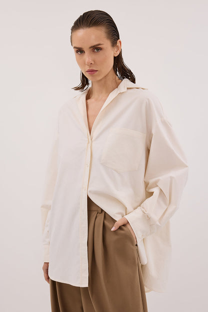 RHEA 2.0 CREAM OVERSIZED COTTON SHIRT
