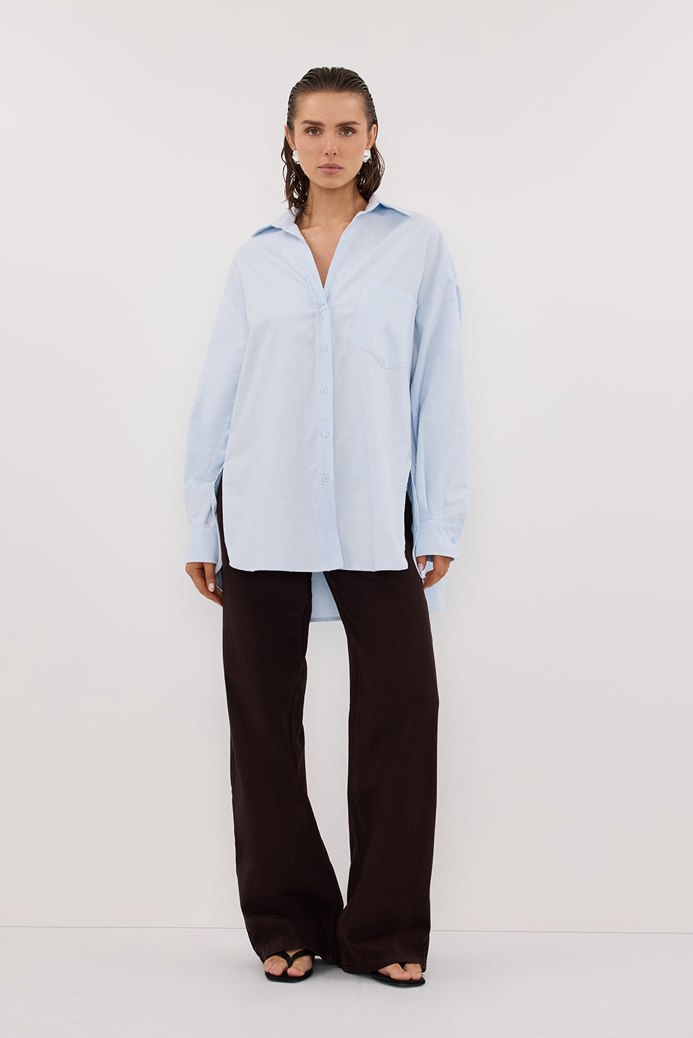 RHEA 2.0 ICE BLUE OVERSIZED COTTON SHIRT
