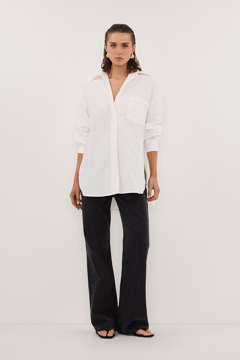 RHEA 2.0 WHITE OVERSIZED COTTON SHIRT