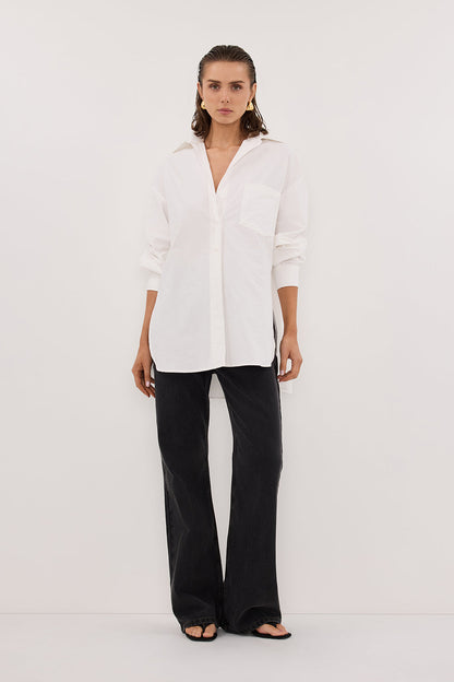 RHEA 2.0 WHITE OVERSIZED COTTON SHIRT