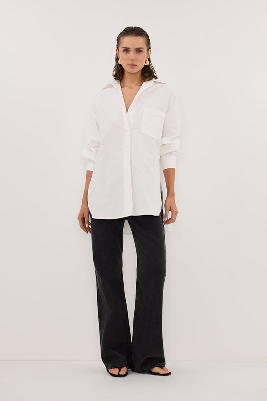 RHEA 2.0 WHITE OVERSIZED COTTON SHIRT