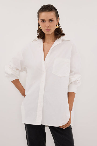 RHEA 2.0 WHITE OVERSIZED COTTON SHIRT