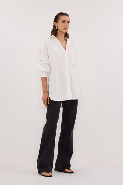RHEA 2.0 WHITE OVERSIZED COTTON SHIRT