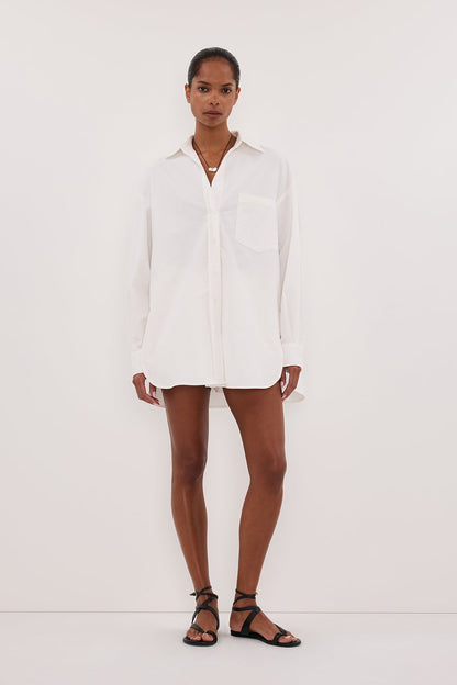 RHEA 2.0 WHITE OVERSIZED COTTON SHIRT