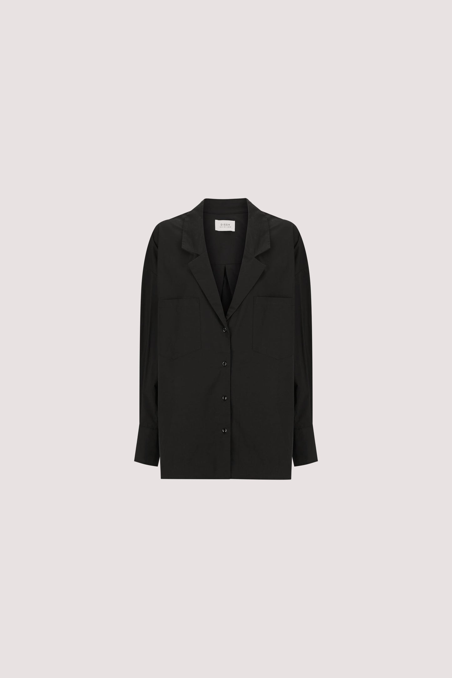 IRENE BLACK LONG SLEEVE NOTCH COLLAR SHIRT