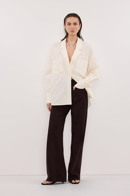 IRENE BUTTER LONG SLEEVE NOTCH COLLAR SHIRT