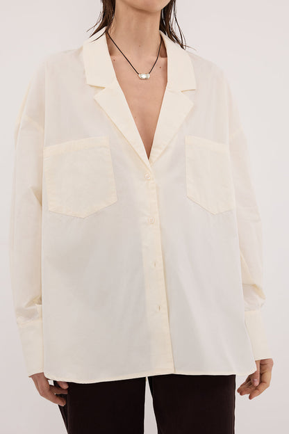 IRENE BUTTER LONG SLEEVE NOTCH COLLAR SHIRT
