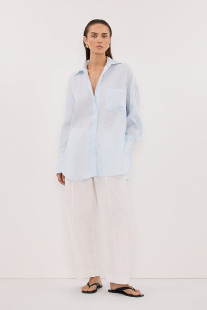 ELLIS ICE BLUE LONG SLEEVE LINEN SHIRT