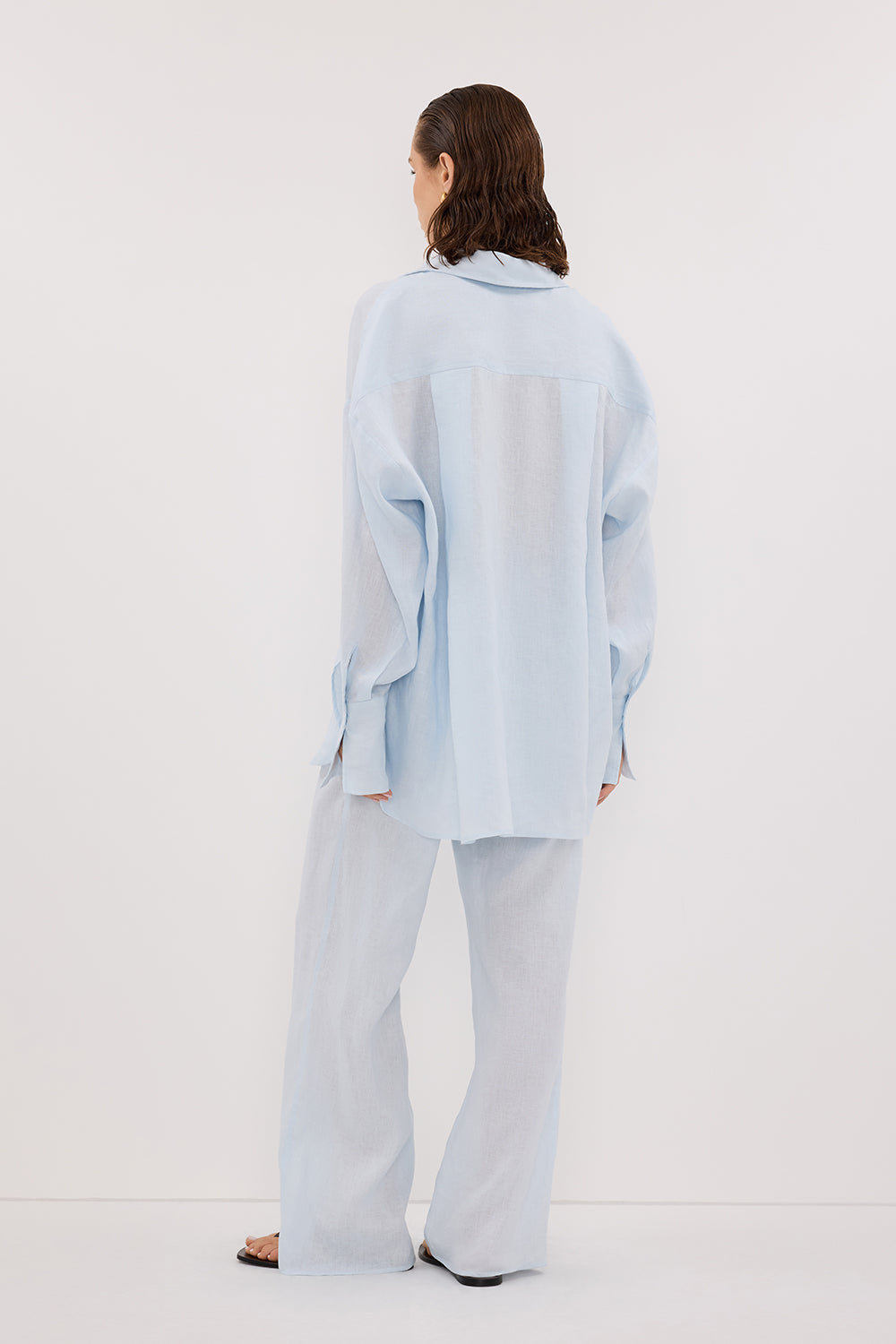 ELLIS ICE BLUE LONG SLEEVE LINEN SHIRT