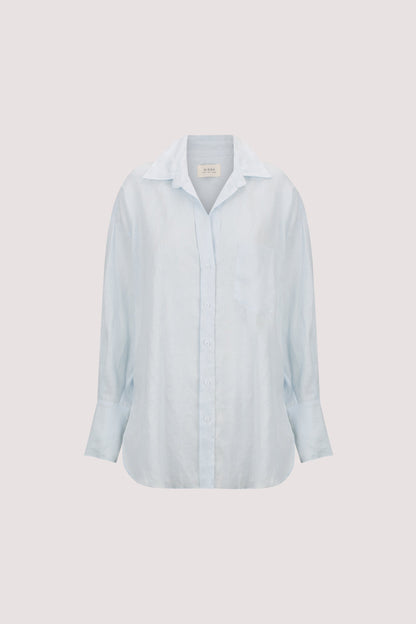 ELLIS ICE BLUE LONG SLEEVE LINEN SHIRT