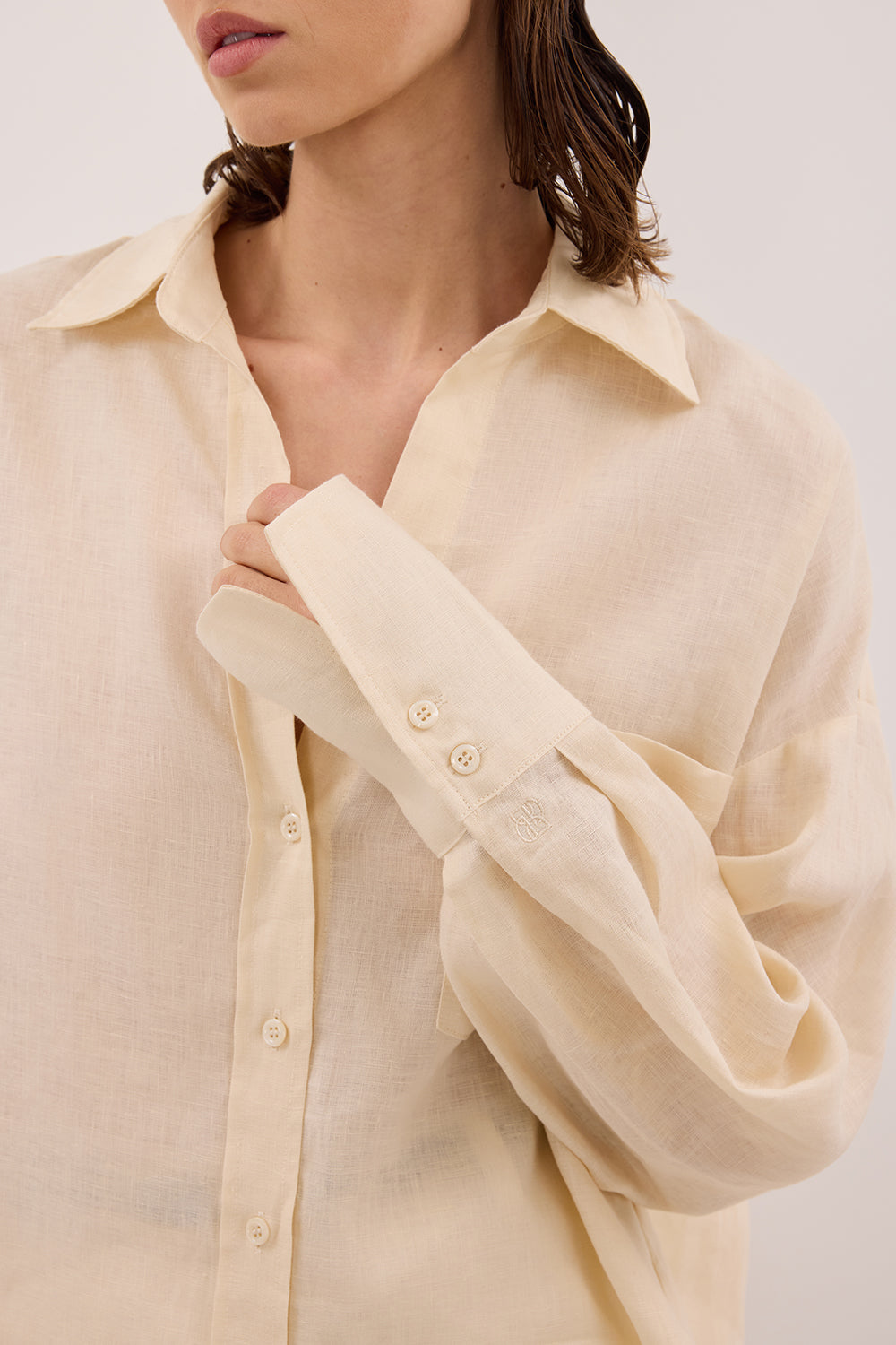 ELLIS SANDSTONE LONG SLEEVE LINEN SHIRT