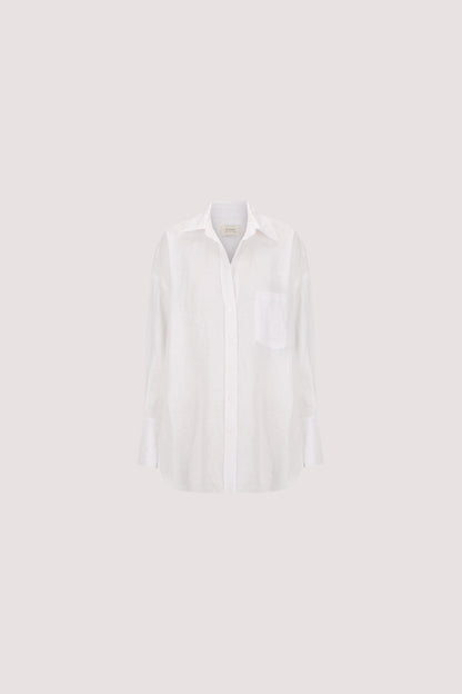ELLIS WHITE LONG SLEEVE LINEN SHIRT