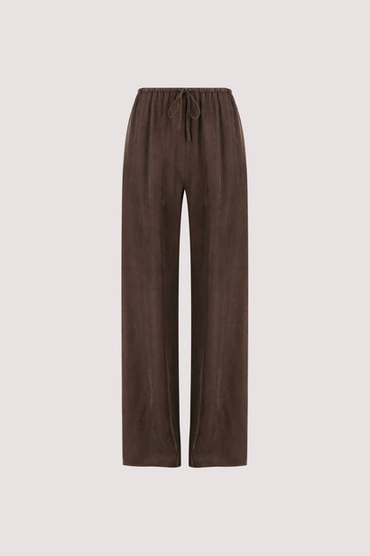 ADDIE BITTER CHOC CUPRO DRAWSTRING PANT