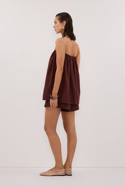 SOMMER CINNAMON STRAPLESS POPLIN TOP
