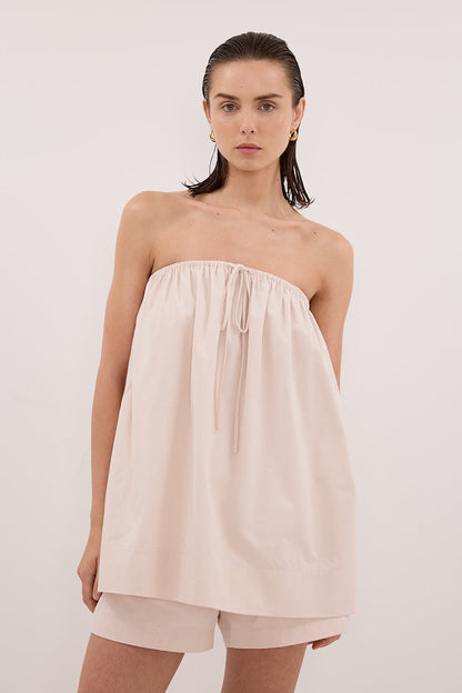 SOMMER POWDER STRAPLESS POPLIN TOP