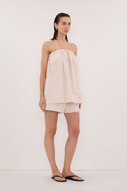 SOMMER POWDER STRAPLESS POPLIN TOP