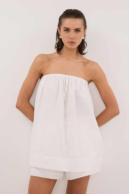 SOMMER WHITE STRAPLESS POPLIN TOP