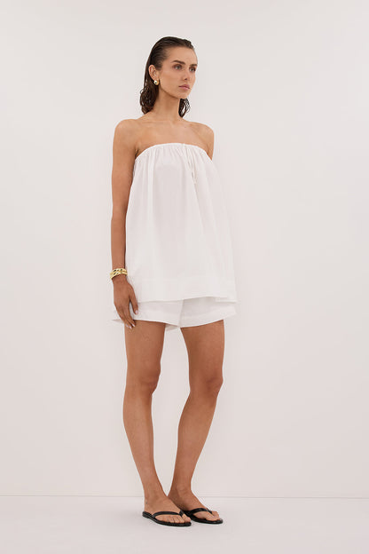 SOMMER WHITE STRAPLESS POPLIN TOP