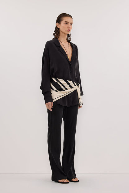 LUCILLE BLACK LONG SLEEVE CUPRO SHIRT
