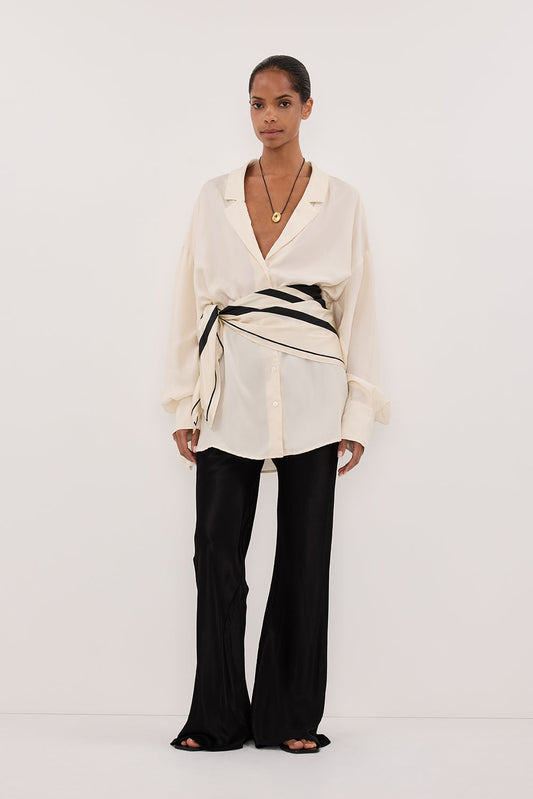 LUCILLE STRAW LONG SLEEVE CUPRO SHIRT