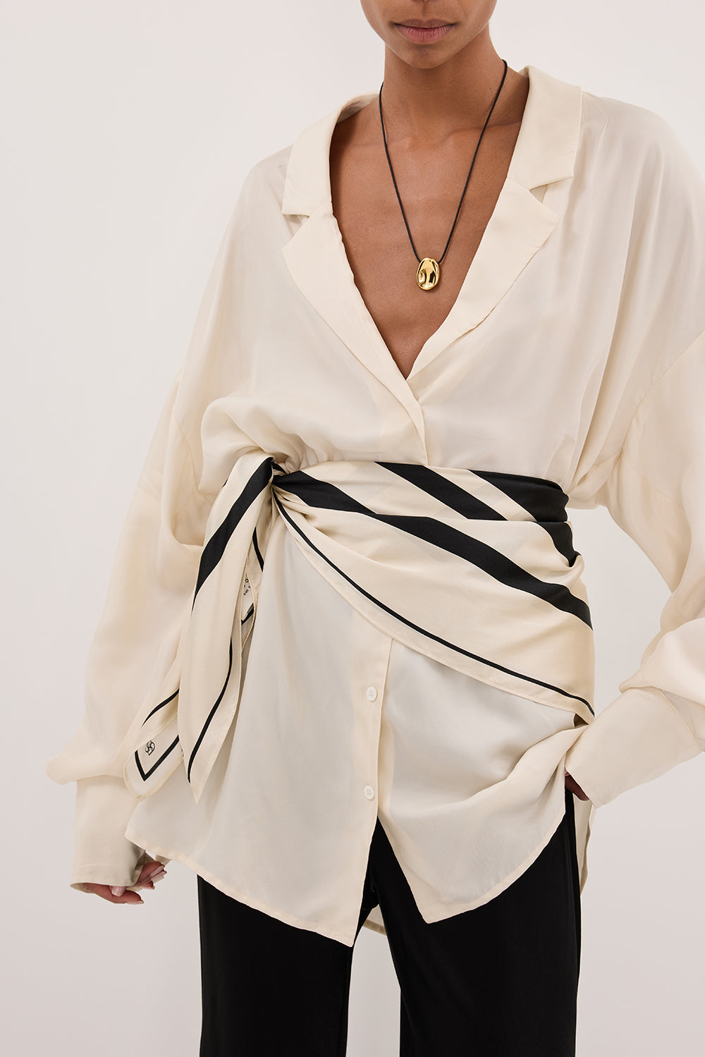 LUCILLE STRAW LONG SLEEVE CUPRO SHIRT
