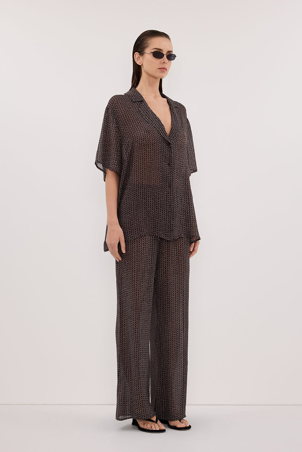 TIA CHOC MICRO CHECK SHIRT