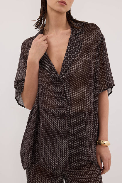 TIA CHOC MICRO CHECK SHIRT