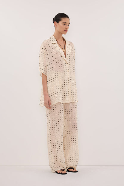 VANESSA SANDSTONE OVERSIZED SHORT SLEEVE RESORT SHIRT