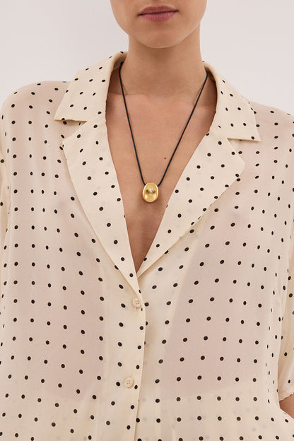 VANESSA SANDSTONE OVERSIZED SHORT SLEEVE RESORT SHIRT