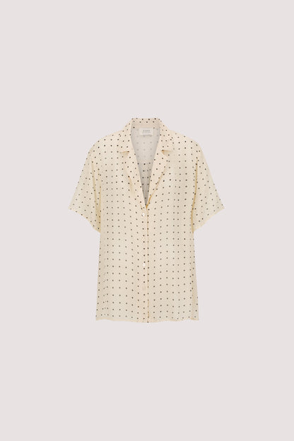VANESSA SANDSTONE OVERSIZED SHORT SLEEVE RESORT SHIRT