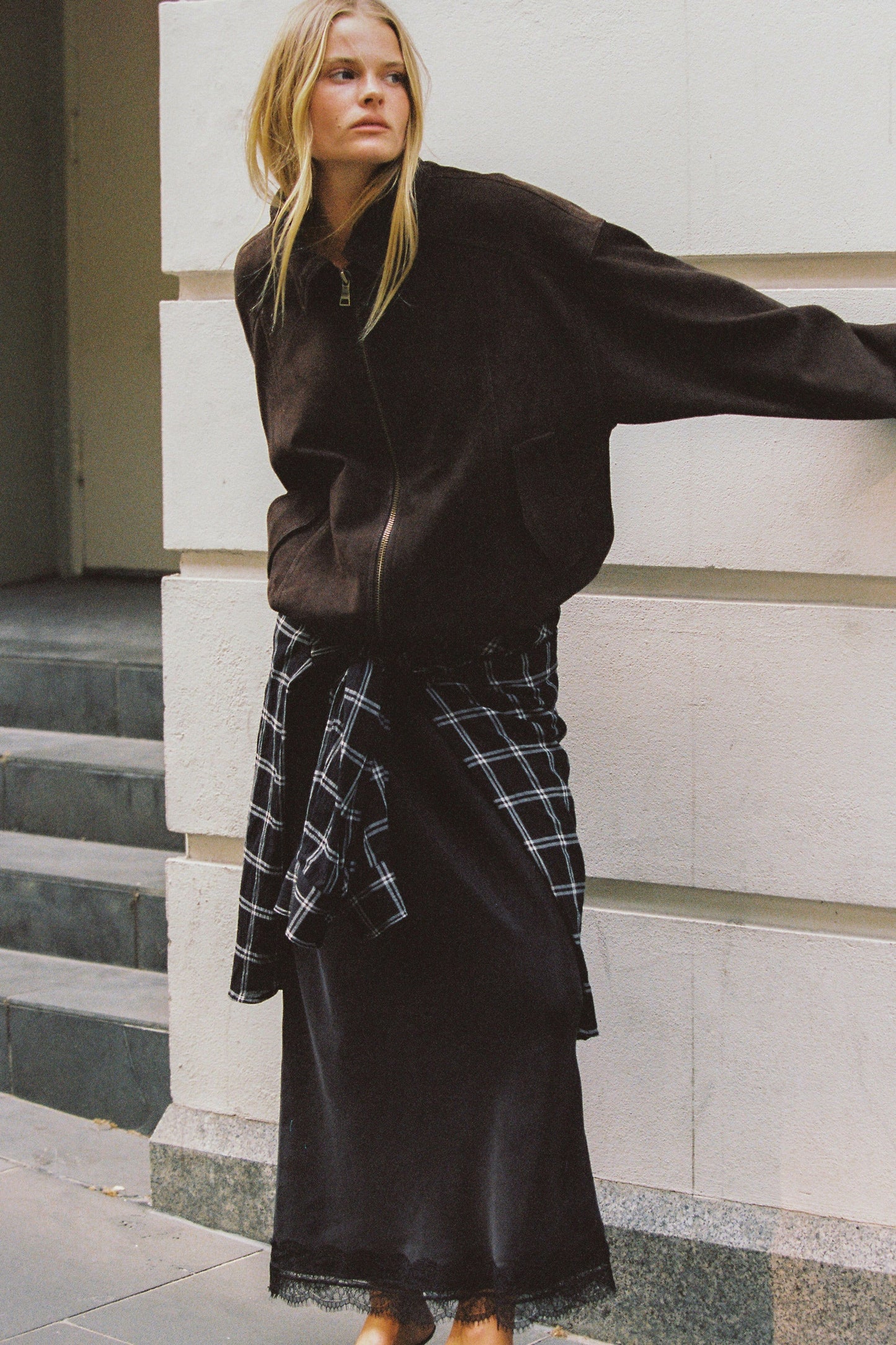 ANNALISE BLACK LONG SLEEVE CHECK SHIRT