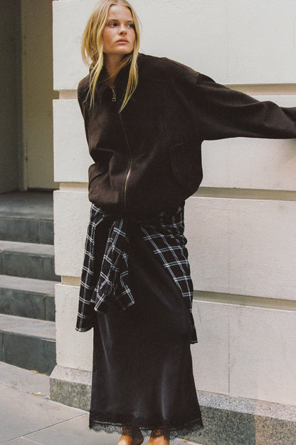 ANNALISE BLACK LONG SLEEVE CHECK SHIRT