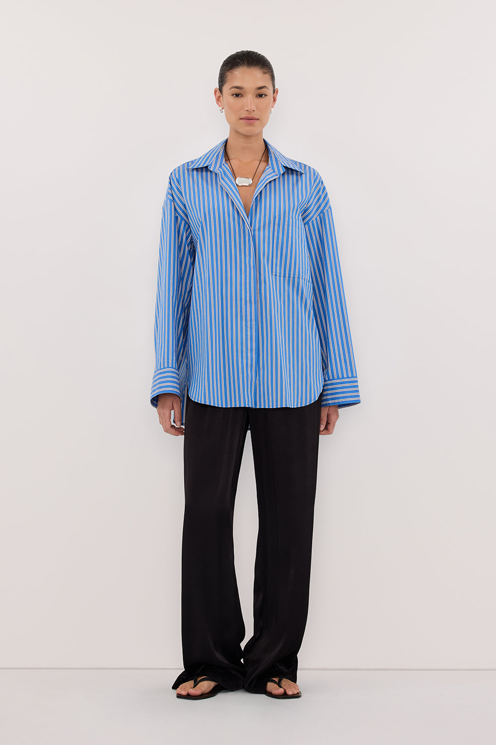 MISHA AZURE BLUE STRIPE SHIRT