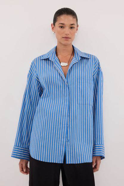 MISHA AZURE BLUE STRIPE SHIRT