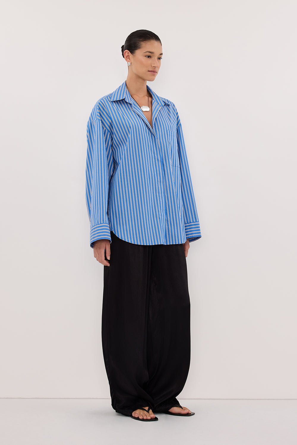 MISHA AZURE BLUE STRIPE SHIRT