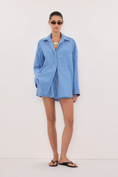 MISHA AZURE BLUE STRIPE SHIRT