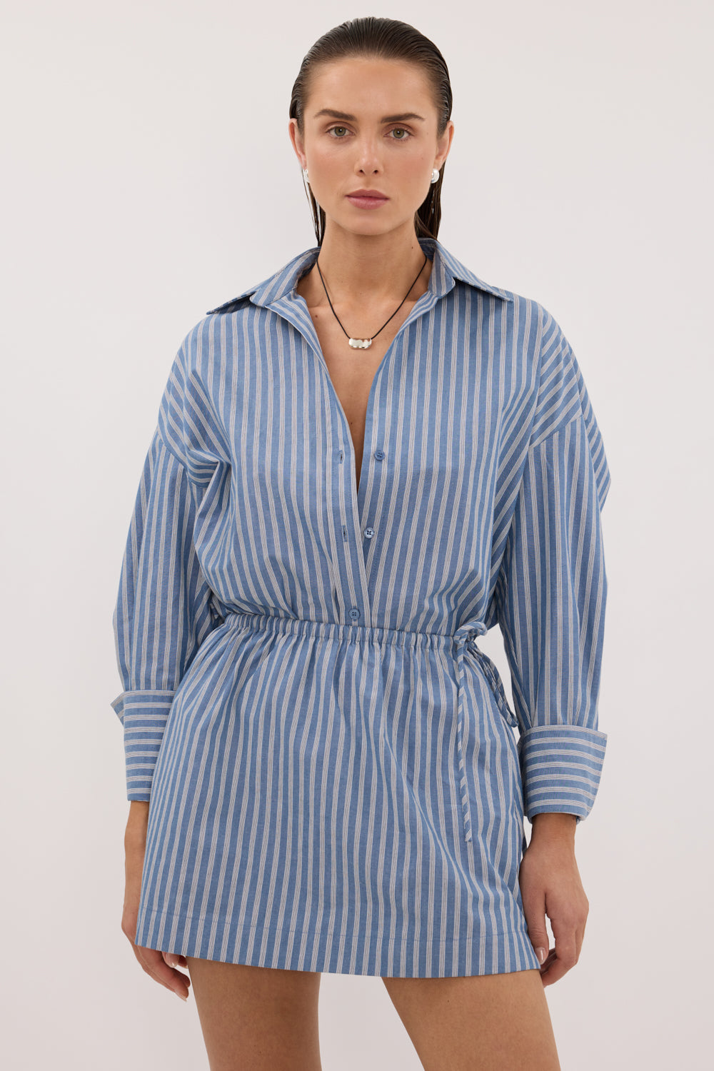 GRACIE LONG SLEEVE BLUE STRIPE SHIRT
