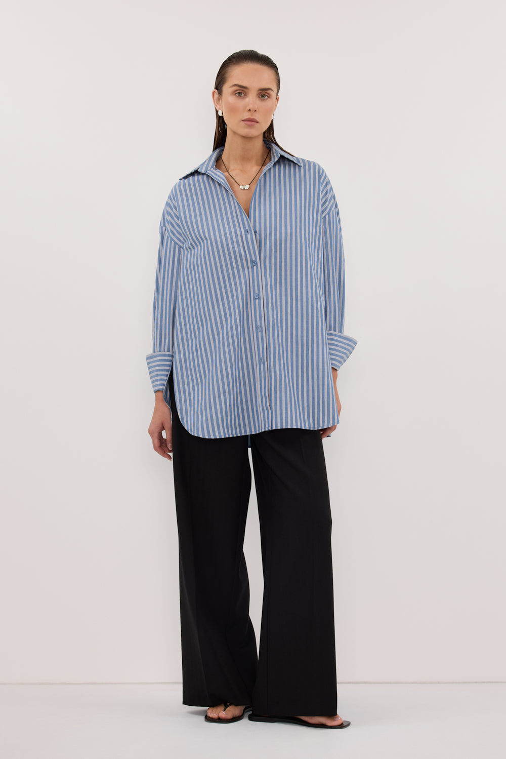 GRACIE LONG SLEEVE BLUE STRIPE SHIRT