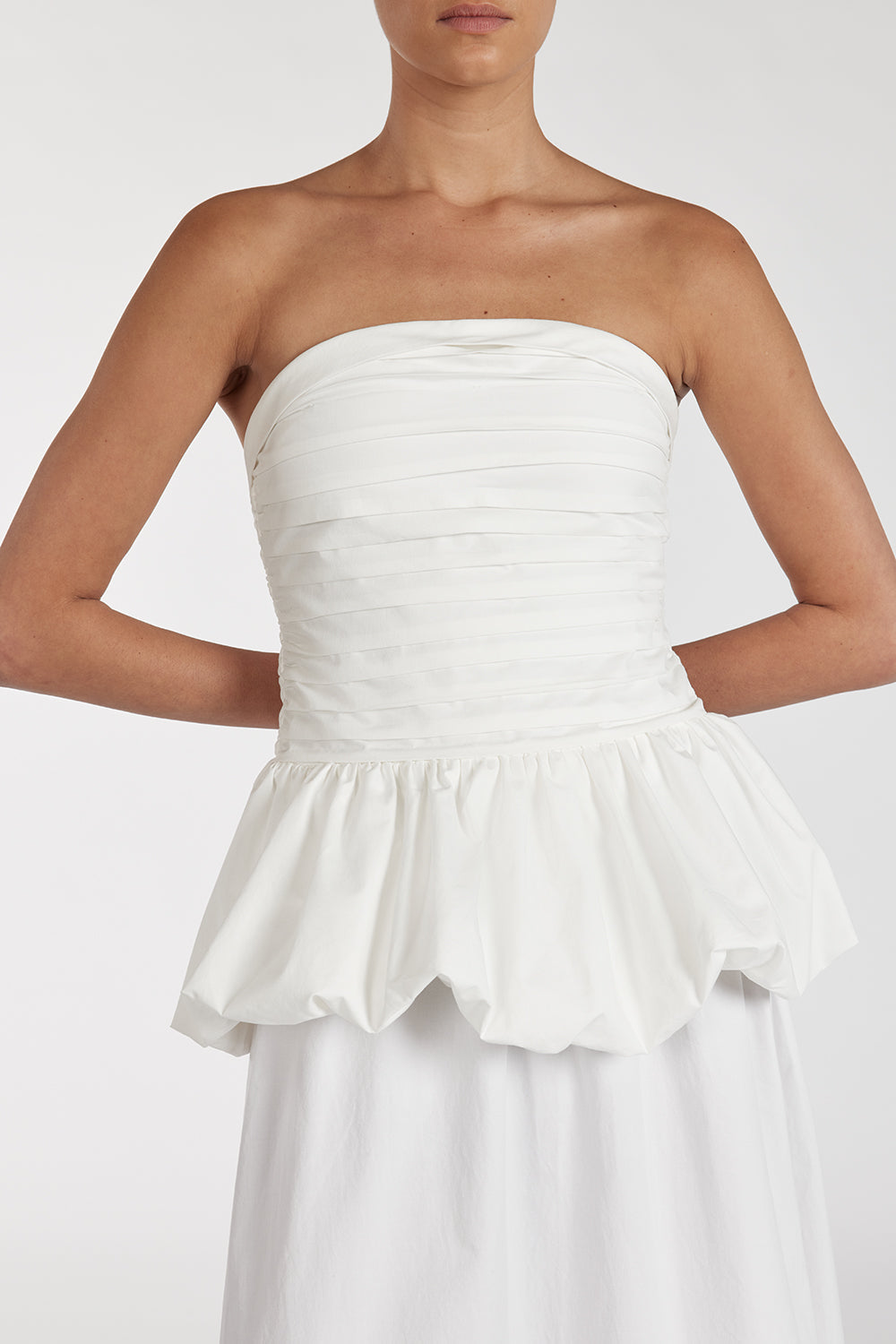 PEGGY WHITE COTTON STRAPLESS TOP