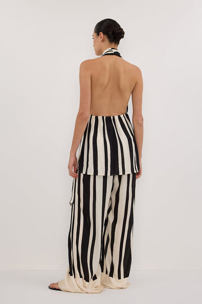 BEAU BLACK STRIPE HALTER TOP