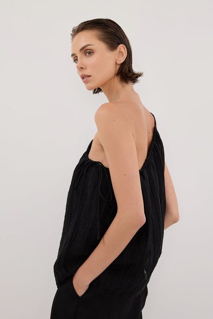 TAHITI BLACK ONE SHOULDER TOP