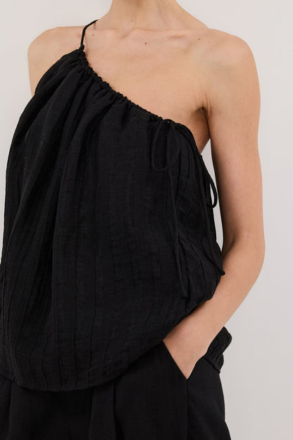 TAHITI BLACK ONE SHOULDER TOP