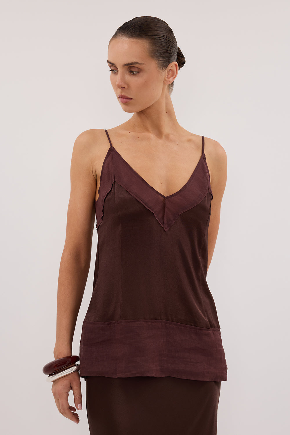 JUDE CHOC SATIN RAMIE CAMI TOP