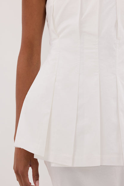LILLY WHITE PLEATED STRAPLESS TOP