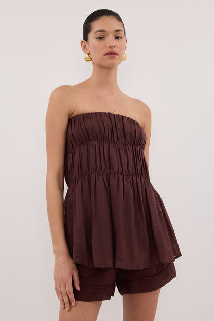 ARTIE WALNUT RAMIE STRAPLESS TOP