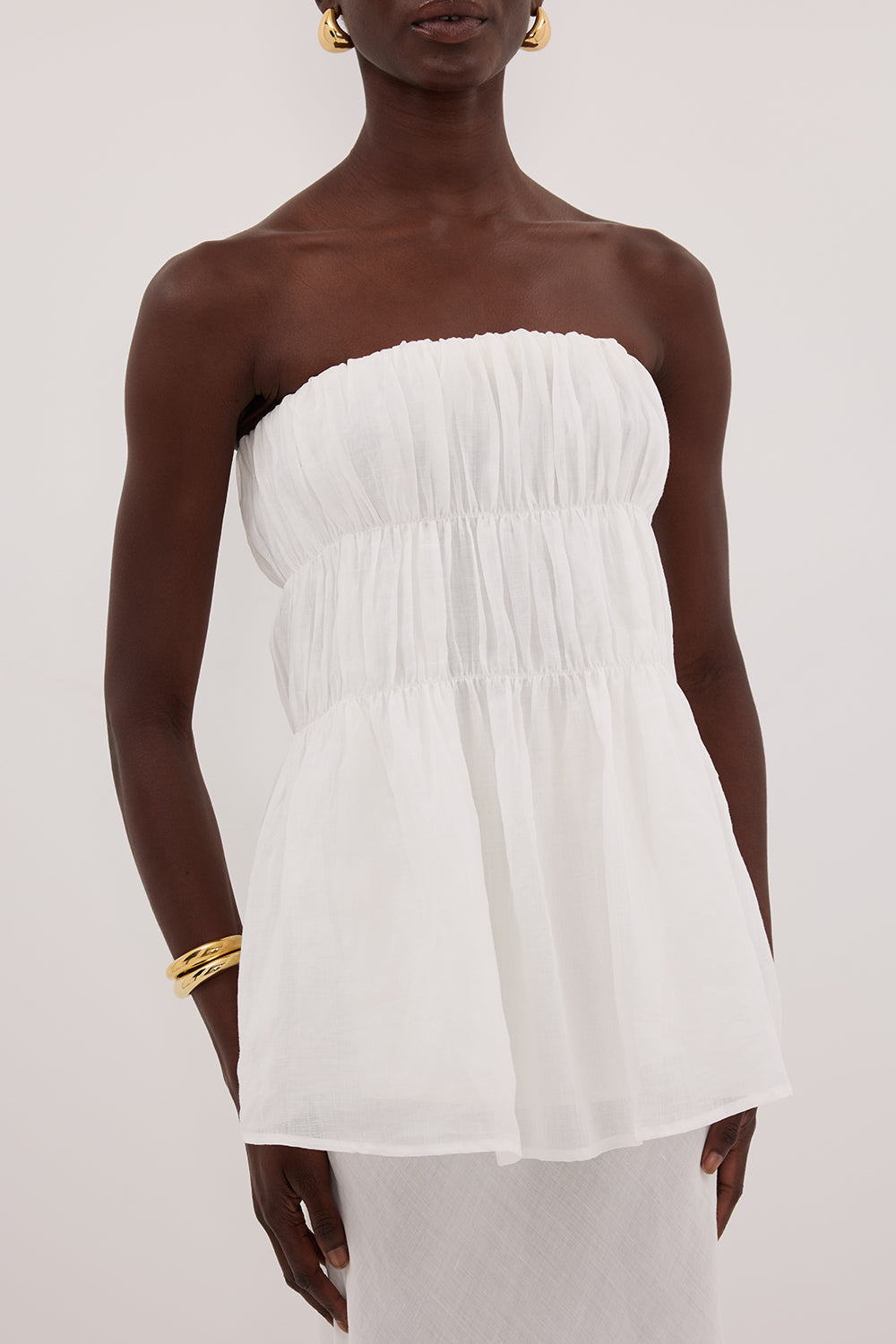 ARTIE WHITE RAMIE STRAPLESS TOP