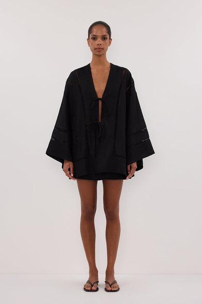 LINDSAY BLACK LINEN KIMONO TOP