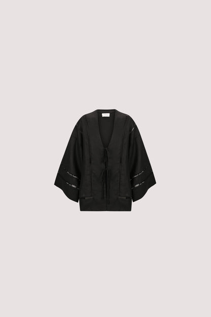LINDSAY BLACK LINEN KIMONO TOP