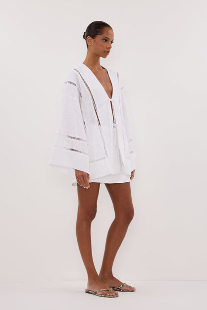 LINDSAY WHITE LINEN KIMONO TOP