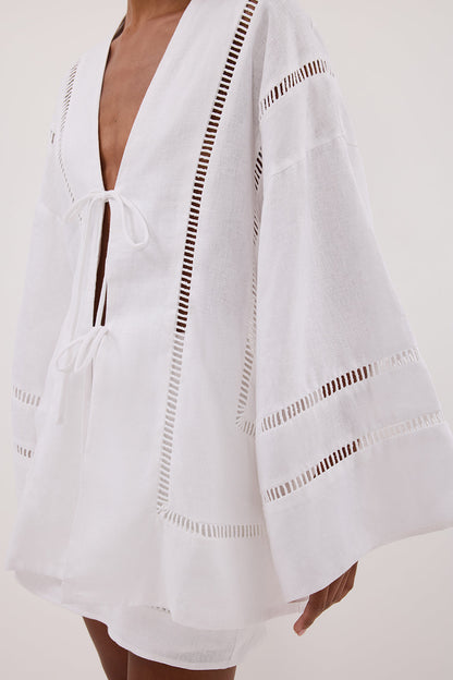 LINDSAY WHITE LINEN KIMONO TOP